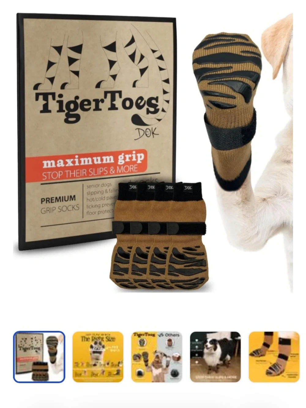 DOK TigerToes Anti slip senior dog socks